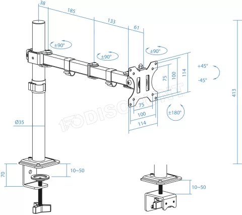 Photo de Support écran à fixer Tooq DB1801TN 17"-32" (8kg max) (Noir)