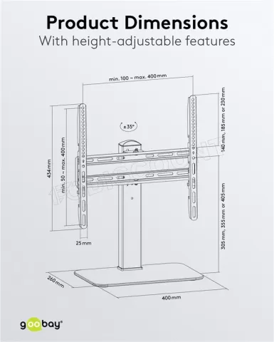 Photo de Support écran à poser Goobay Basic 32"-55" (40kg max) (Noir)