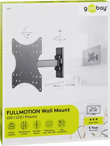 Photo de Support écran Mural Goobay Basic FullMotion de 23" à 42" (20Kg max)