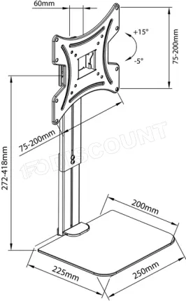 Photo de Support mural pour écran avec étagère Maclean MC-451 de 15" à 42" (20Kg max)
