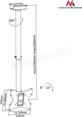 Photo de Support plafond Maclean pour écran plat de 17" à 37" (50kg max)