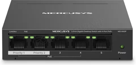 Photo de Switch réseau Ethernet Gigabit Mercusys MS105GP - 5 ports dont 4 PoE+