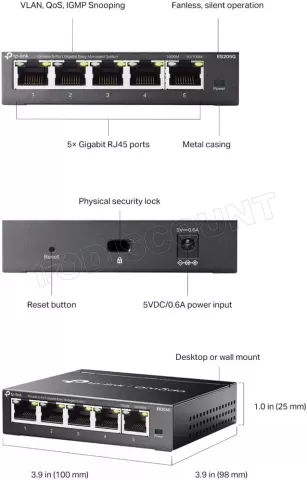 Photo de Switch réseau ethernet Gigabit TP-Link Omada ES205G - 5 ports