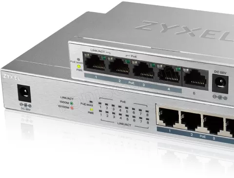 Photo de Switch réseau ethernet Gigabit Zyxel GS1008-HP - 8 ports dont 8x PoE