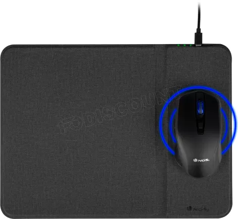 Photo de Tapis de souris NGS CruiseKit avec chargeur sans fil Qi et souris sans fil (Noir)