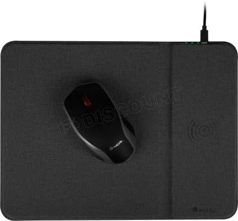 Photo de Tapis de souris NGS CruiseKit avec chargeur sans fil Qi et souris sans fil (Noir)