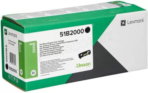 Photo de Toner Noir Lexmark 51B2000 - 2500 pages