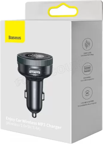 Photo de Transmetteur FM Bluetooth Baseus Car Charger avec port USB-A (Noir)