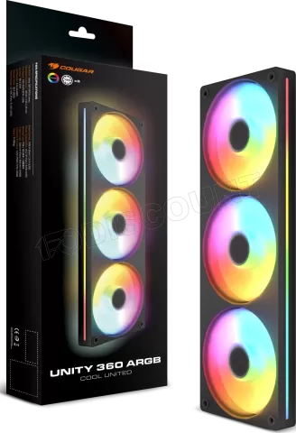 Photo de Triple Ventilateur de boitier Cougar Unity RGB - 360mm (Noir)