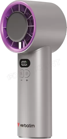 Photo de Ventilateur à main sur batterie Verbatim Cool'n'Go IceTouch - Ø6cm (Gris/Violet)