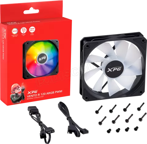 Photo de Ventilateur de boitier Adata XPG Vento R RGB - 12cm (Noir)