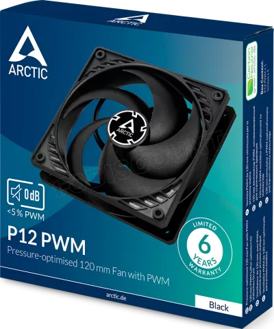 Photo de Ventilateur de boitier Arctic P12 PWM - 12cm (Noir)