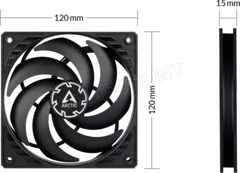 Photo de Ventilateur de boitier Arctic P12 Slim PST - 12cm (Noir)