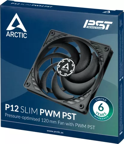 Photo de Ventilateur de boitier Arctic P12 Slim PST - 12cm (Noir)