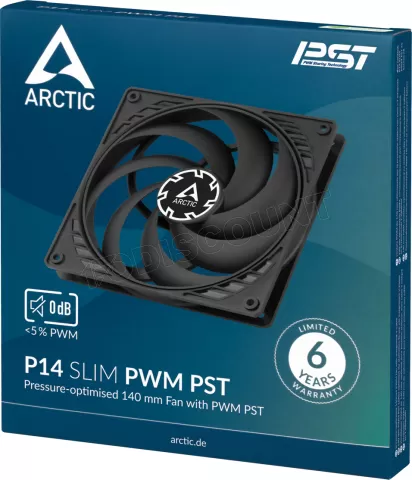 Photo de Ventilateur de boitier Arctic P14 Slim PST - 14cm (Noir)