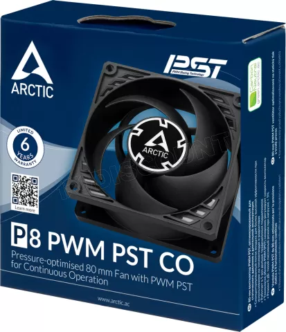 Photo de Ventilateur de boitier Arctic P8 PST Continuous Operation - 8cm (Noir)