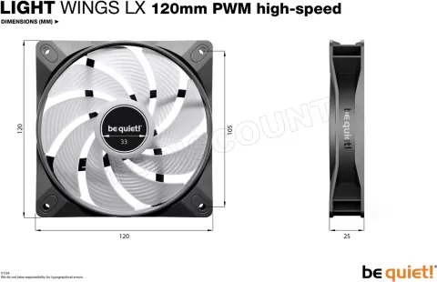 Photo de Ventilateur de boitier be quiet! Light Wings LX High Speed RGB - 12cm (Noir)