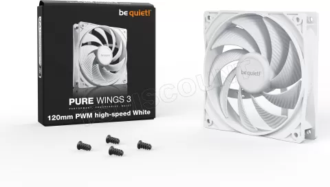 Photo de Ventilateur de boitier be quiet! Pure Wings 3 Haute vitesse PWM 12cm (Blanc)