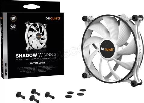 Photo de Ventilateur de boitier be quiet! Shadow Wings 2 PWM - 14cm (Blanc)