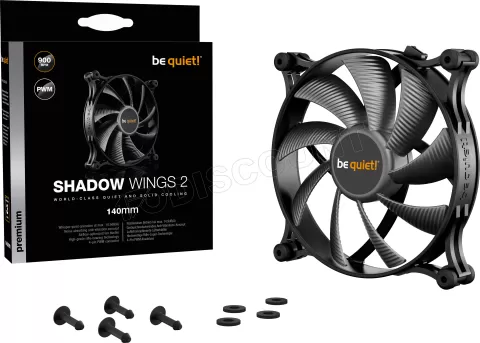 Photo de Ventilateur de boitier be quiet! Shadow Wings 2 PWM - 14cm (Noir)