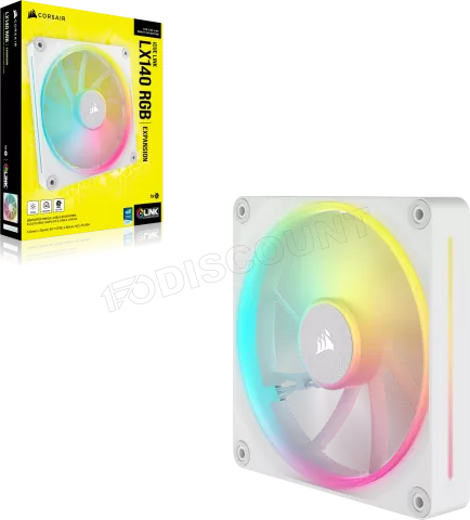 Photo de Ventilateur de boitier Corsair iCue Link LX RGB - 14cm (Blanc)