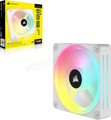 Photo de Ventilateur de boitier Corsair iCue Link QX RGB - 12cm (Blanc)