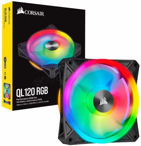 Photo de Ventilateur de boitier Corsair iCue QL120 PWM RGB - 12cm (Noir)