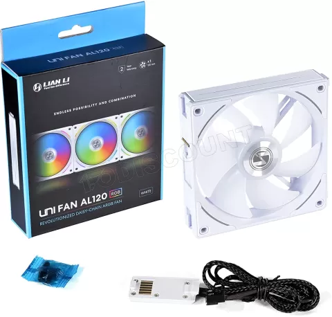 Photo de Ventilateur de boitier Lian Li Uni Fan AL RGB - 12cm (Blanc)