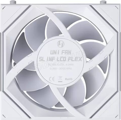 Photo de Ventilateur de boitier Lian Li Uni Fan SL-Infinity LCD Flex RGB - 12cm (Blanc)