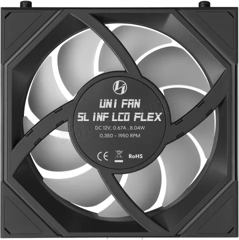 Photo de Ventilateur de boitier Lian Li Uni Fan SL-Infinity LCD Flex RGB - 12cm (Noir)