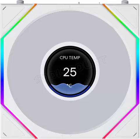 Photo de Ventilateur de boitier Lian Li Uni Fan TL LCD Flex Reverse RGB - 12cm (Blanc)