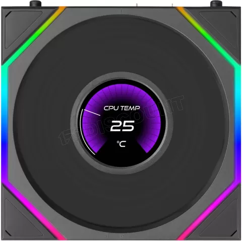 Photo de Ventilateur de boitier Lian Li Uni Fan TL LCD Flex Reverse RGB - 12cm (Noir)