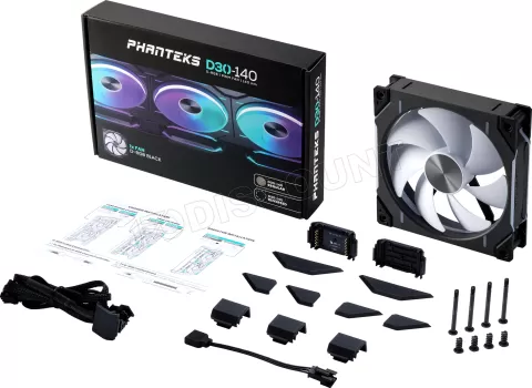 Photo de Ventilateur de boitier Phanteks D30 Regular Airflow RGB - 14cm (Noir)