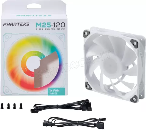 Photo de Ventilateur de boitier Phanteks M25 RGB - 12cm (Blanc)