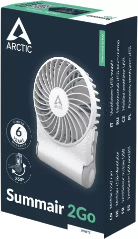 Photo de Ventilateur de bureau sur batterie Arctic Summair 2Go - Ø10cm (Blanc)