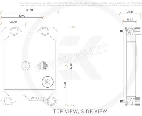 Photo de Waterblock CPU Ekwb EK-Quantum Velocity sTR4 (Transparent)