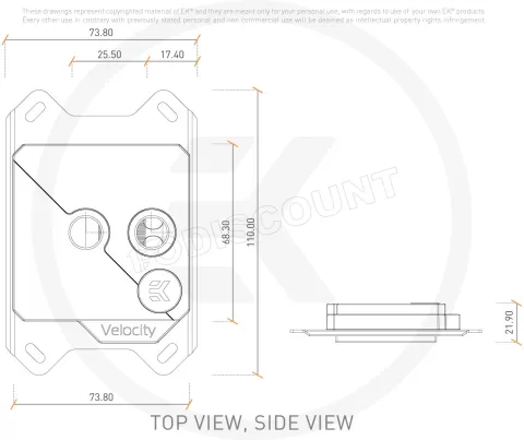 Photo de Waterblock CPU Ekwb EK-Quantum Velocity Strike DRGB (Argent/Noir Mat)